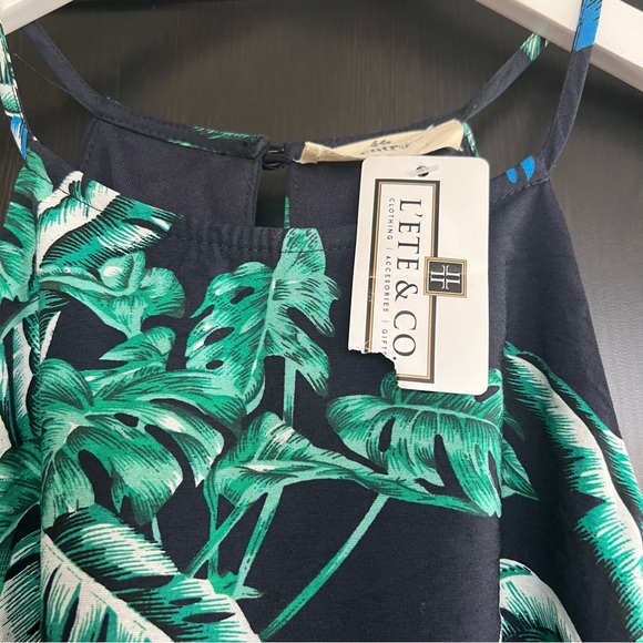 Tropical Parrot Print Halter Dress Cotton Blend A-Line, Lined Size S - Picture 3 of 6